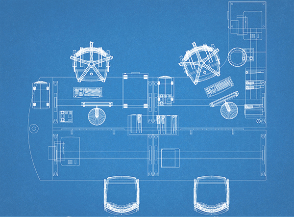 A blueprint of some office furniture